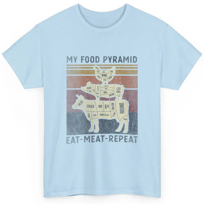 Vintage My Food Pyramid Eat Meat BBQ Lover Fast Food Retro Classic Unisex T-Shirt