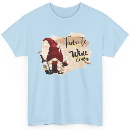 Christmas Gnome Wine It's Time to Wine Down Winter Holiday Classic Unisex T-Shirt