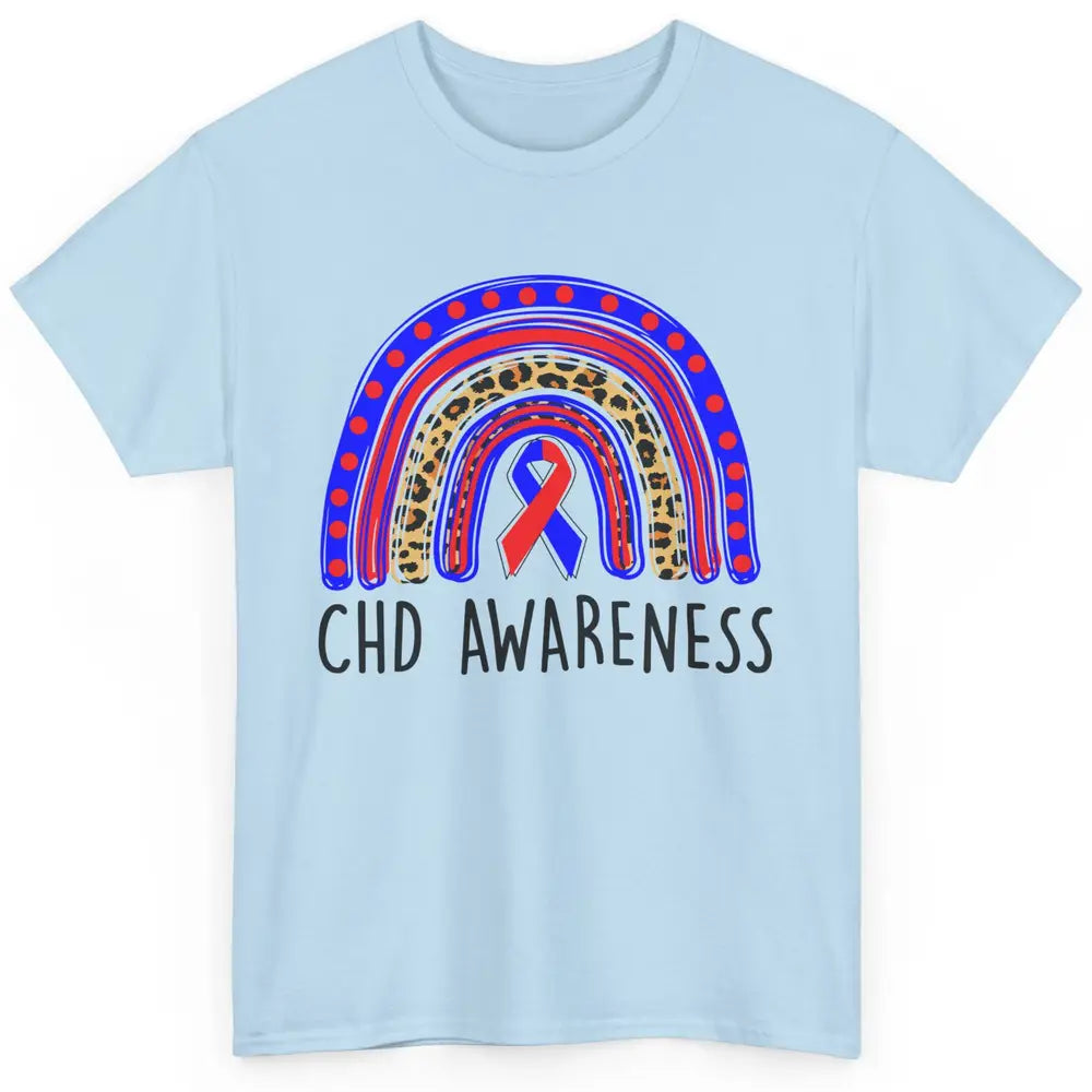 CHD Congenital Heart Disease Awareness Leopard Rainbow Gift Classic Unisex T-Shirt