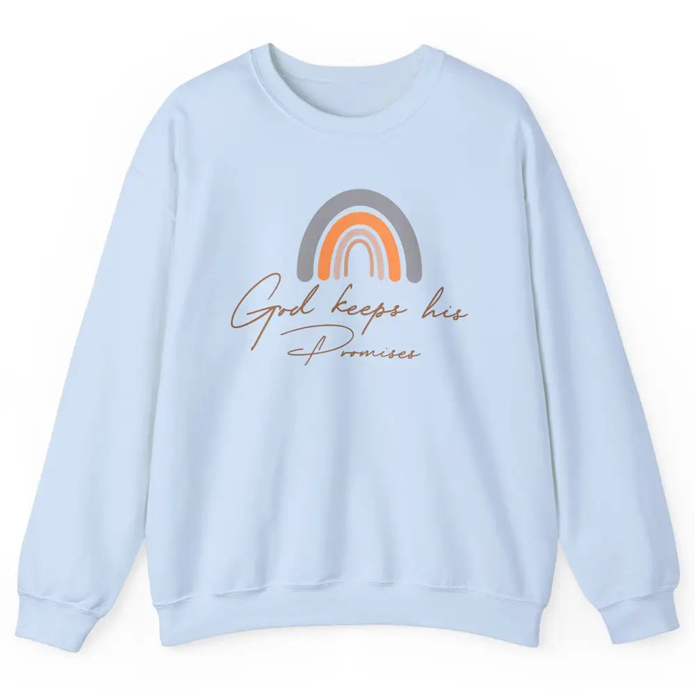 Boho Rainbow God Keeps His Promises Christian Religious Unisex Crewneck Sweatshirt