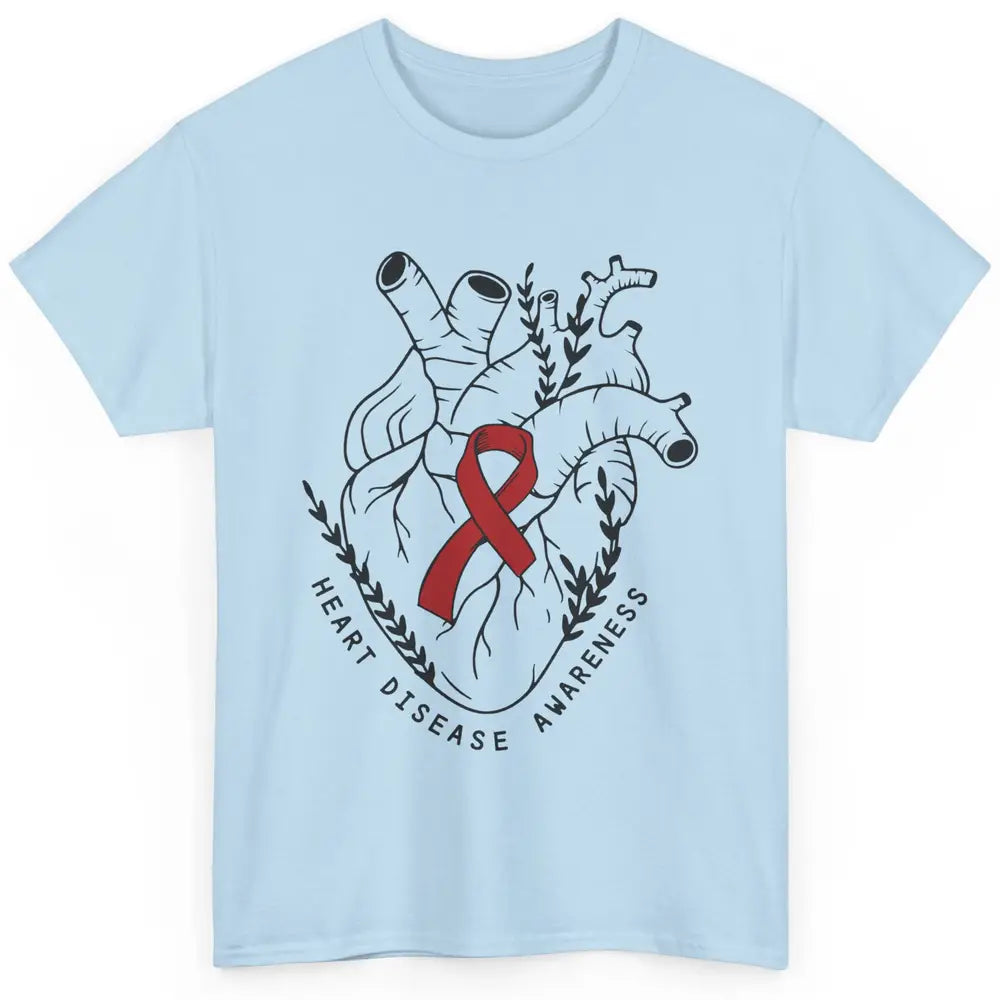 CHD Congenital Heart Disease Awareness Red Ribbon Heart Gift Classic Unisex T-Shirt