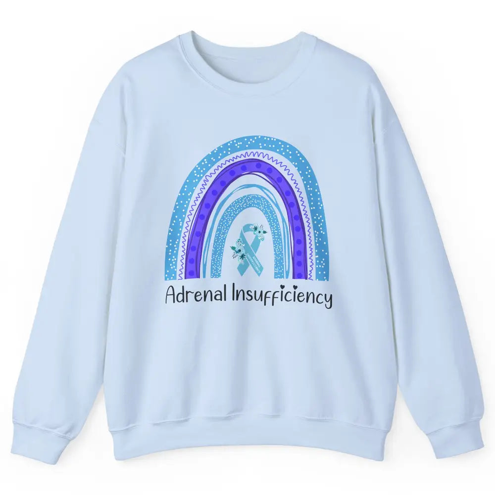 Adrenal Insufficiency Awareness Floral Light Blue Ribbon Unisex Crewneck Sweatshirt