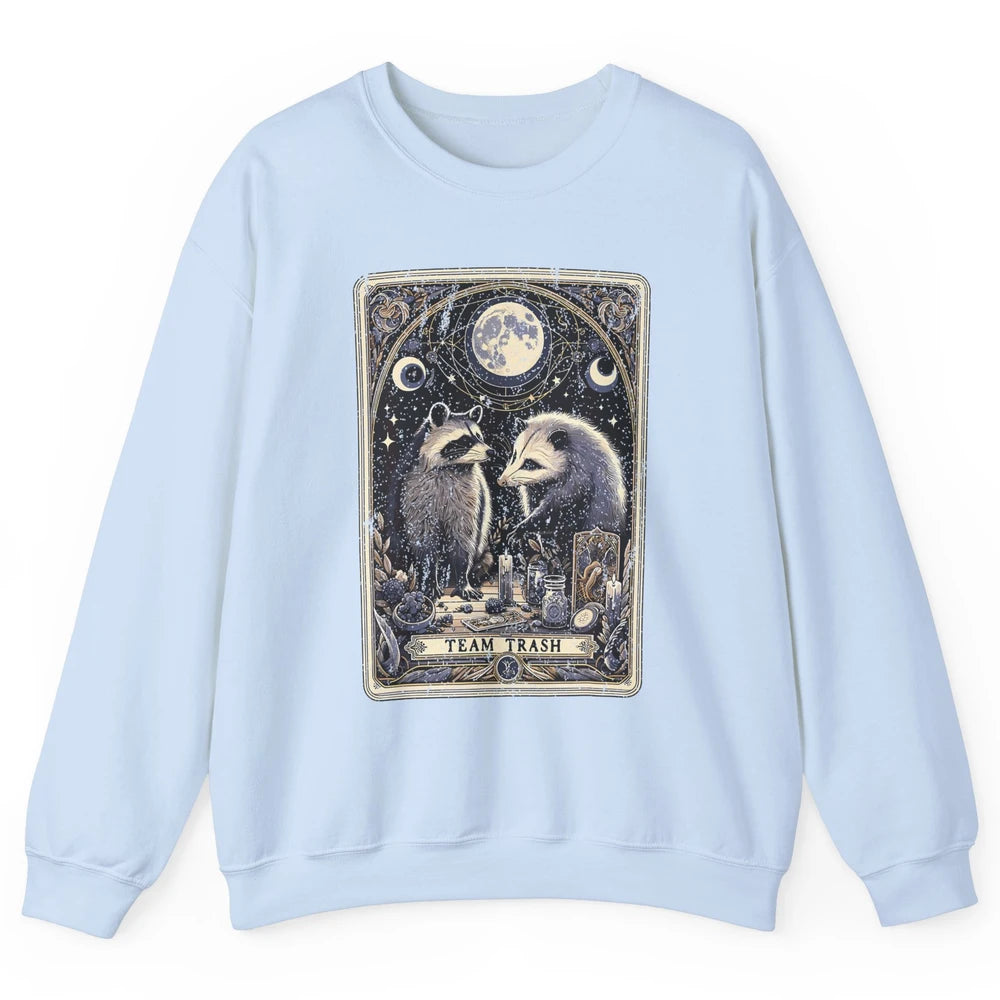 Team Trash Tarot Card Opossum Witchcraft Goth Possum Vintage Panda Raccoon Sarcastic Unisex Crewneck Sweatshirt