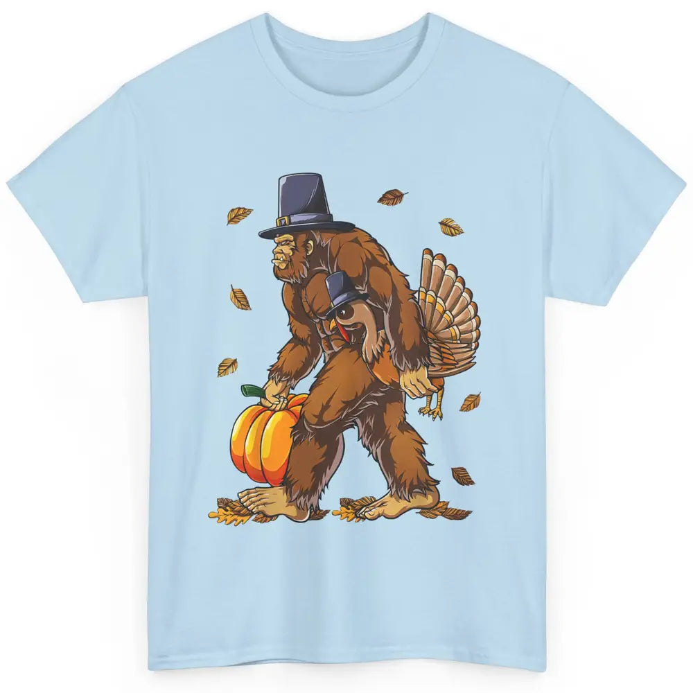 Bigfoot Pilgrim Hat Turkey Thanksgiving Funny Turkey Autumn Classic Unisex T-Shirt