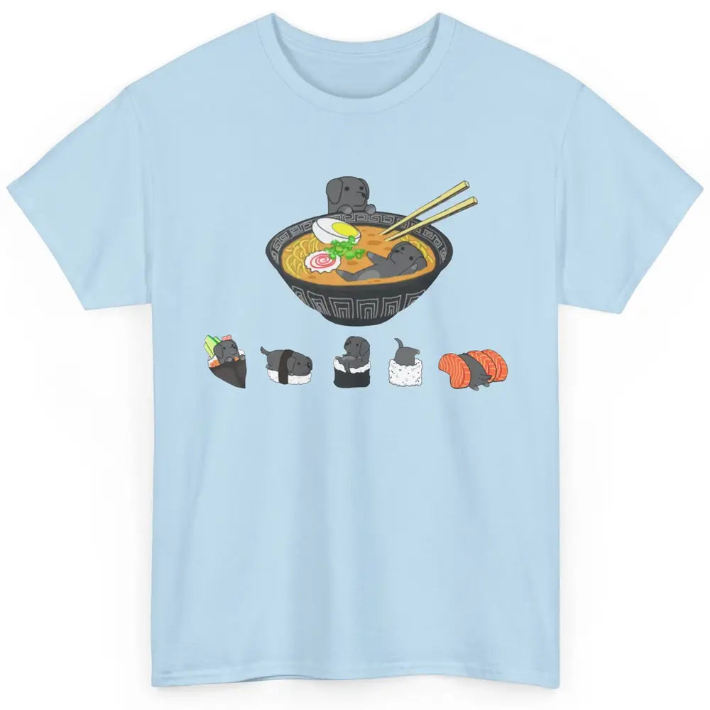 Black Labrador Sushi Ramen Bowl Japanese Kawaii Dog Mom Classic Unisex T-Shirt