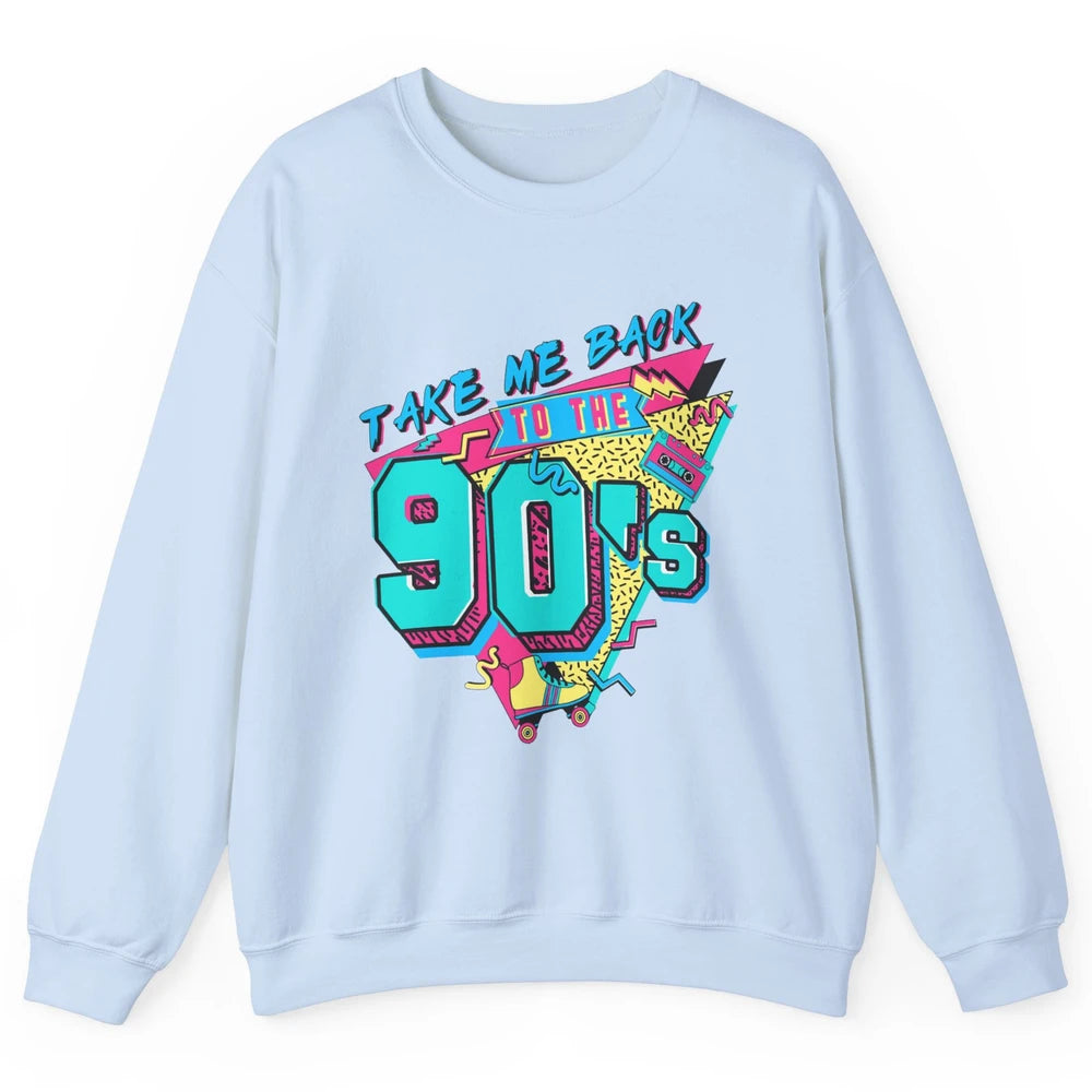 Vintage Take Me Back To The 90s Cassette Retro Rainbow Child Unisex Crewneck Sweatshirt