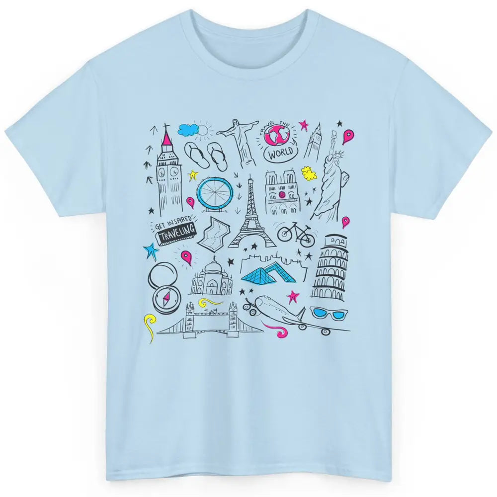 Cute Travel The World Backpacking Summer Break Paris Doodles Classic Unisex T-Shirt