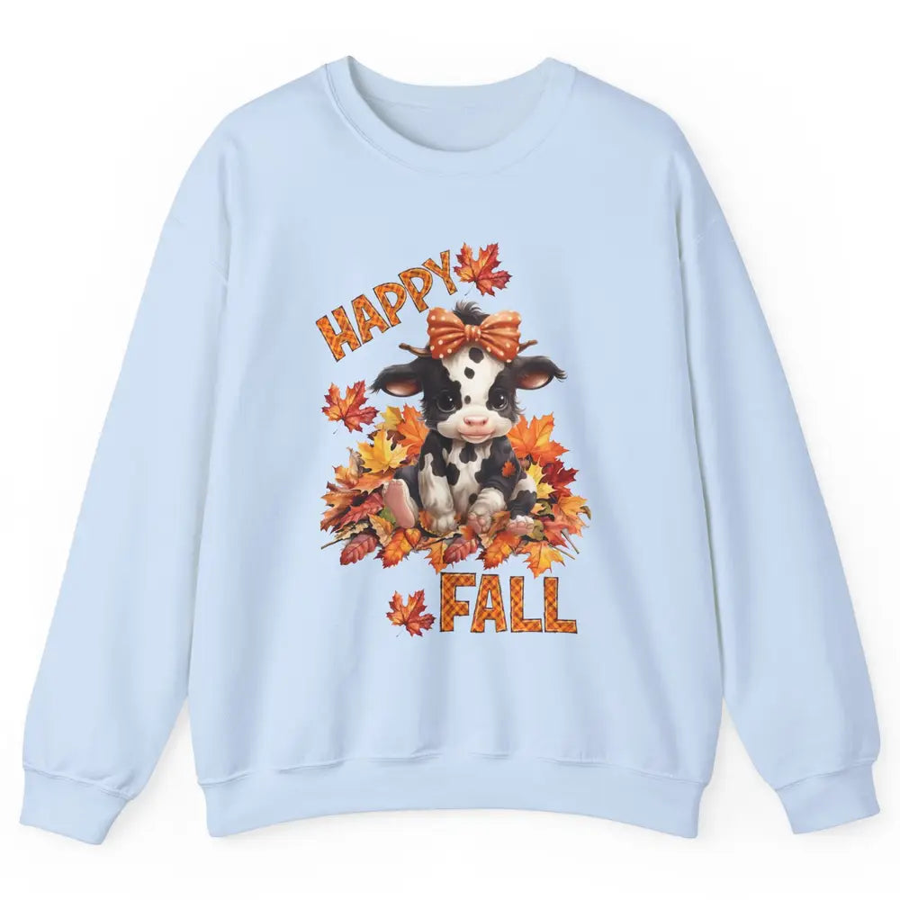 Cute Baby Cow Bandana Hay Fall Pumpkin Thanksgiving Autumn Unisex Crewneck Sweatshirt