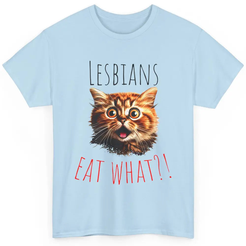 Funny Black Cat Lesbians Eat What LGBTQ Sarcastic Cat Mom Classic Unisex T-Shirt