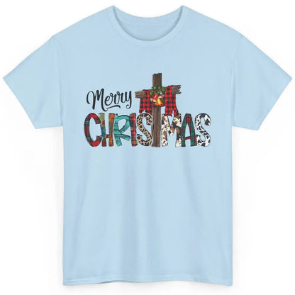 Leopard Jesus Cross Merry Christmas Christian Western Xmas Classic Unisex T-Shirt