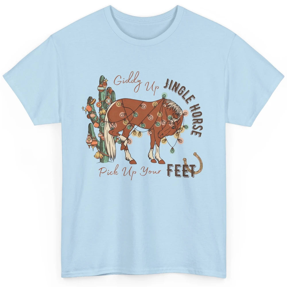 Giddy Up Jingle Horse Pick Up Your Feet Christmas Lights Classic Unisex T-Shirt