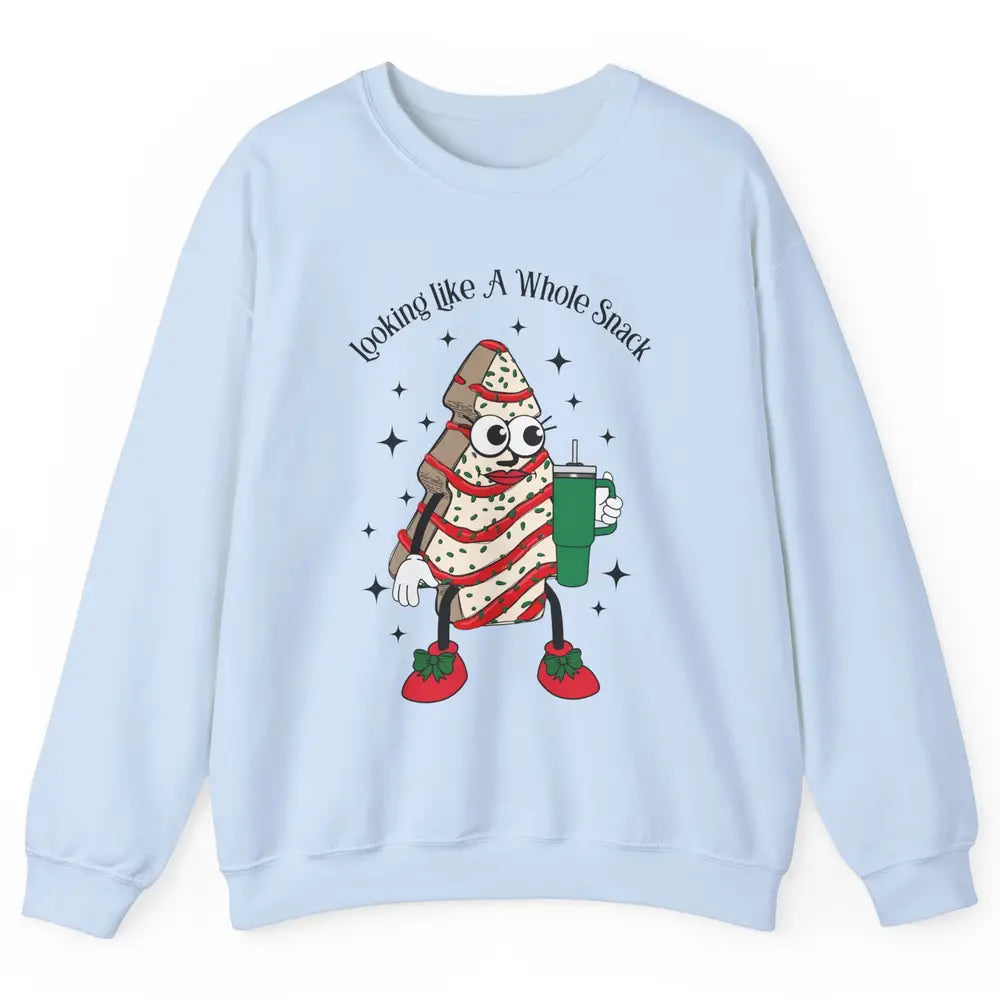 Funny Christmas Tree Cake Out Here Look Like A Snack Unisex Crewneck Sweatshirt