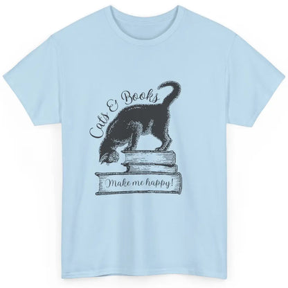 Black Cat Make Me Happy Reading Book Retro Kitten Bookish Classic Unisex T-Shirt