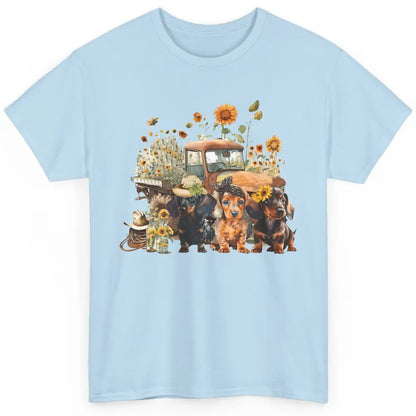 Vintage Truck And Sunflower Dachshund Mom Dachshund Lovers Classic Unisex T-Shirt