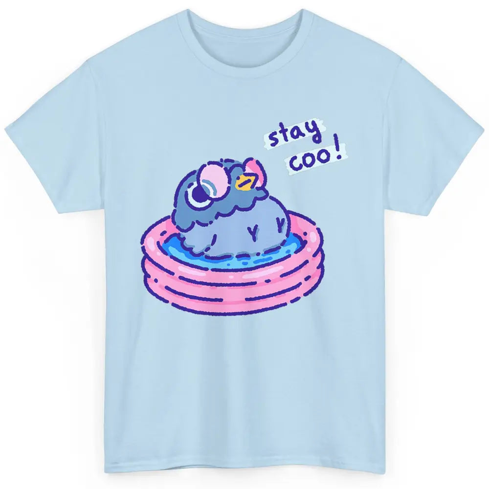 Cute Stay Coo Pigeon Swimming Pink Pool Bird Lover Kawaii Classic Unisex T-Shirt