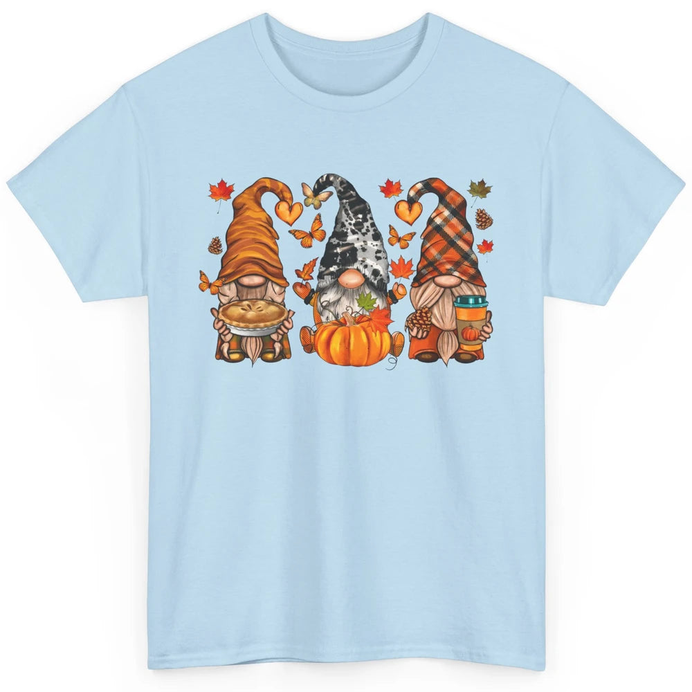 Retro Fall Gnomies Pumpkin Falling Leaves Thanksgiving Gnome Classic Unisex T-Shirt