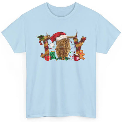 Highland Cow Joy Santa Hat Gingerbread Christmas Farm Gift Classic Unisex T-Shirt