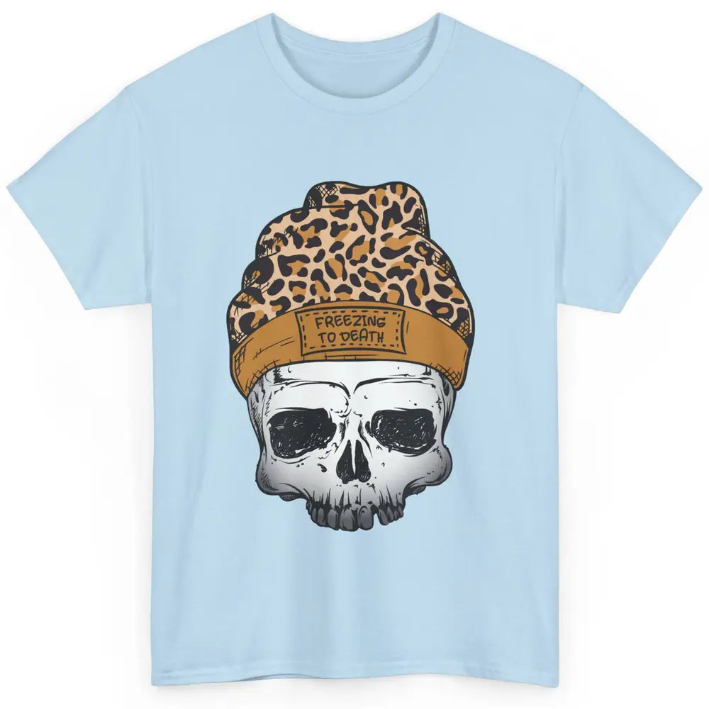 Leopard Skull Freezing To Death Snowflakes Christmas Winter Classic Unisex T-Shirt