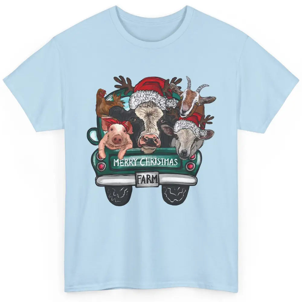 Heifer Merry Christmas Truck Pig Goat Farm Animals Christmas Classic Unisex T-Shirt