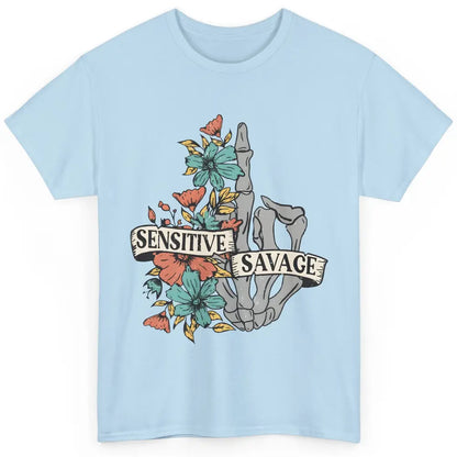 Floral Skull Sensitive Savage Motivational Inspirational Classic Unisex T-Shirt