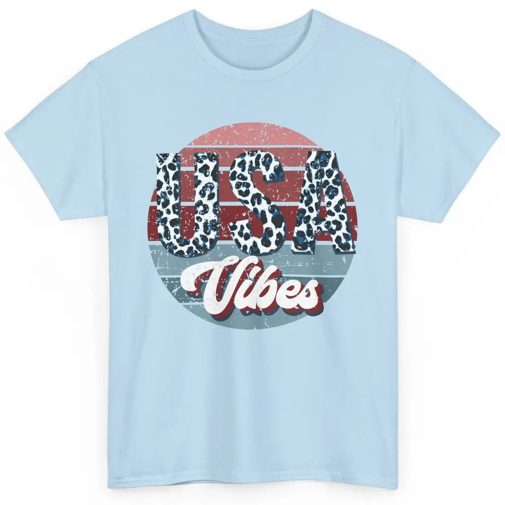 Vintage USA Vibes Leopard Patriots Independence Day Gift Classic Unisex T-Shirt