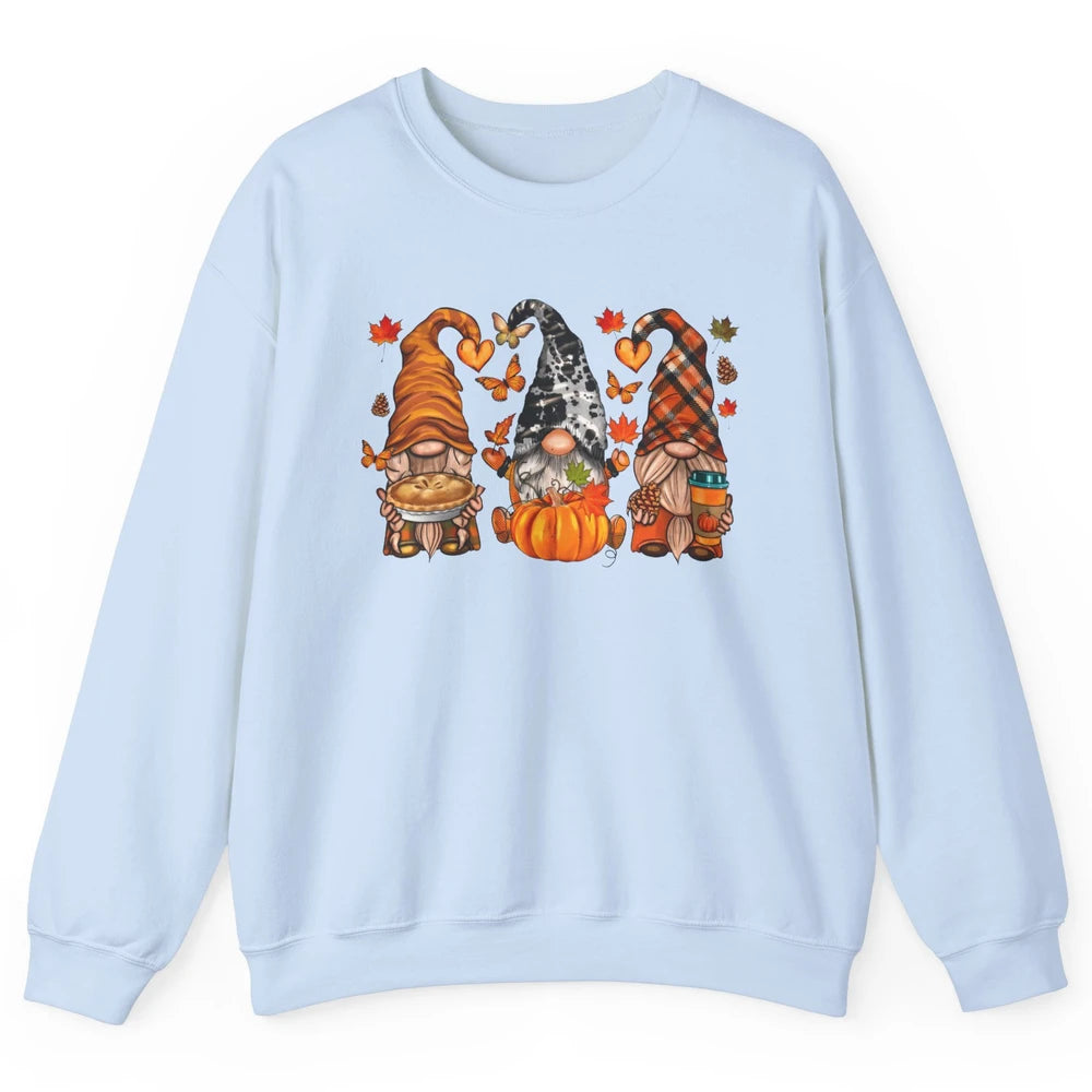 Retro Fall Gnomies Pumpkin Falling Leaves Thanksgiving Gnome Unisex Crewneck Sweatshirt