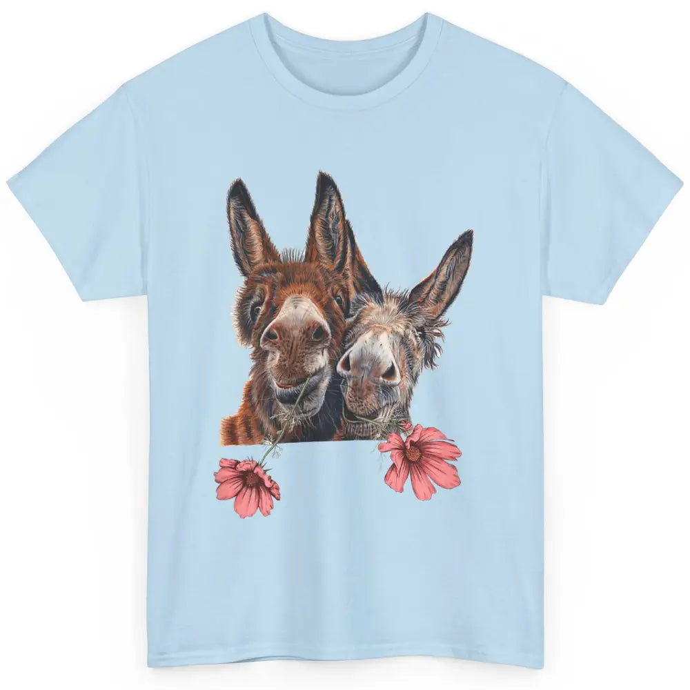 Wildflower Donkey Couple Retro Farm Animal Life Funny Donkey Classic Unisex T-Shirt