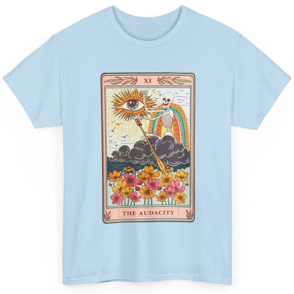 Retro Skeleton Riding Cloud The Audacity Tarot Card Rainbow Classic Unisex T-Shirt