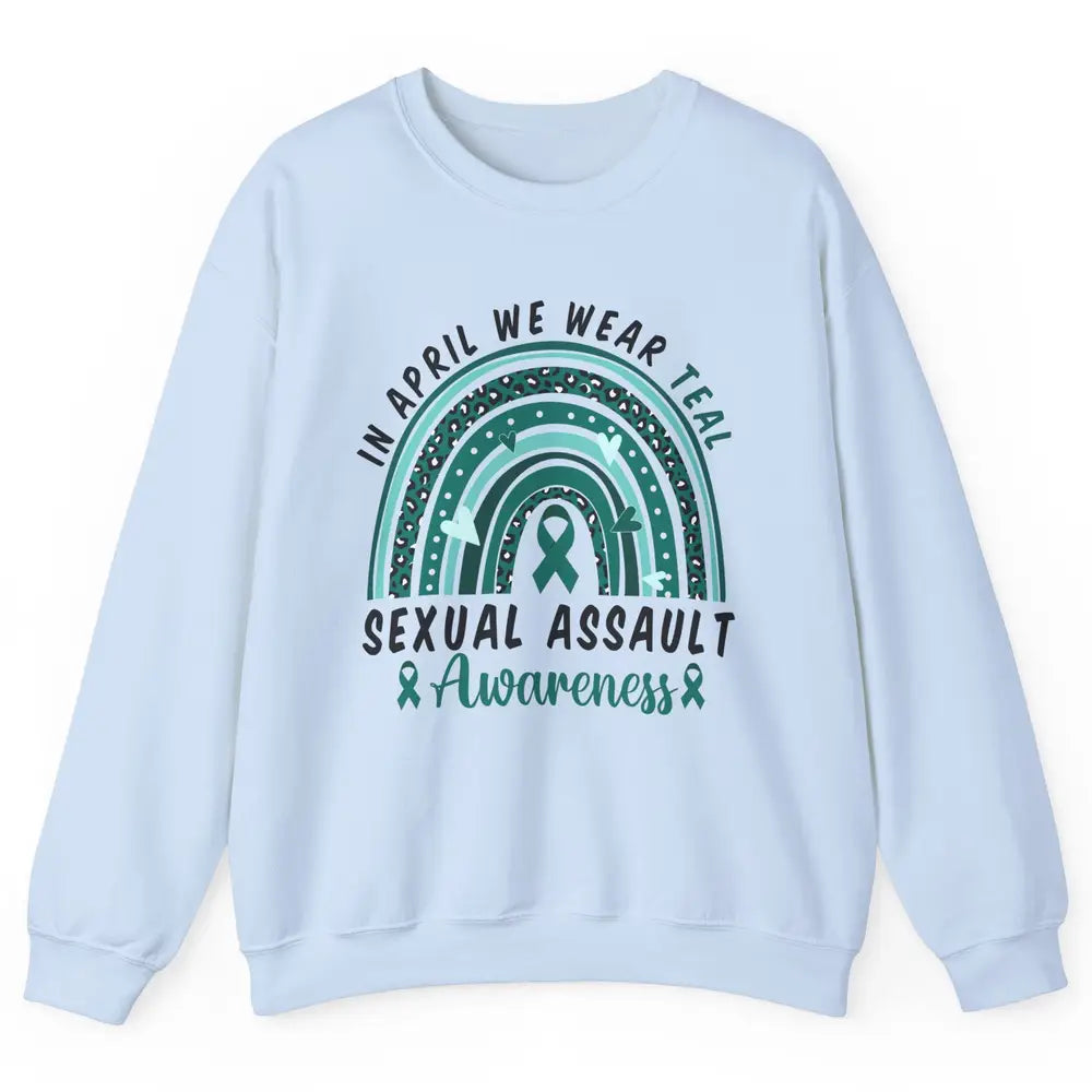 Sexual Assault Awareness Teal Ribbon Rainbow Awareness Gift Unisex Crewneck Sweatshirt