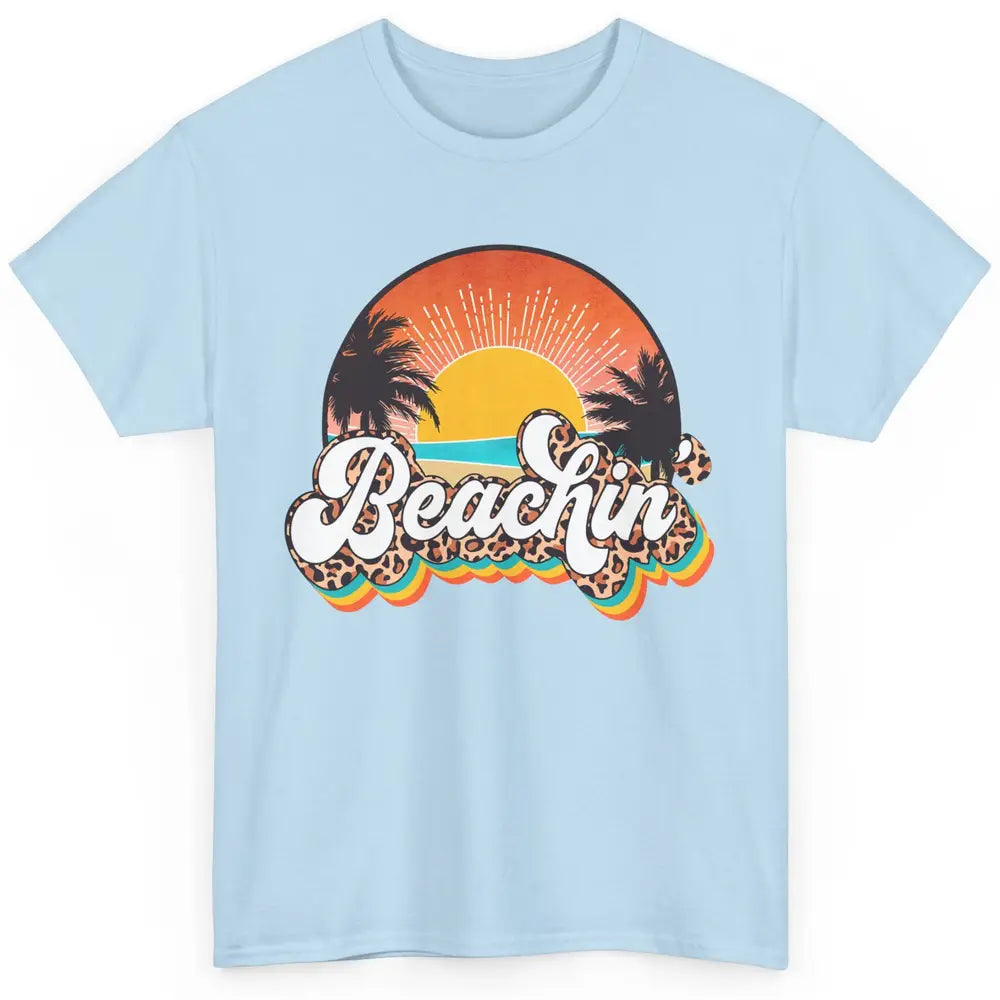 Beachin' Leopard Retro Summer Sunset Beach Lovers Vacation Classic Unisex T-Shirt