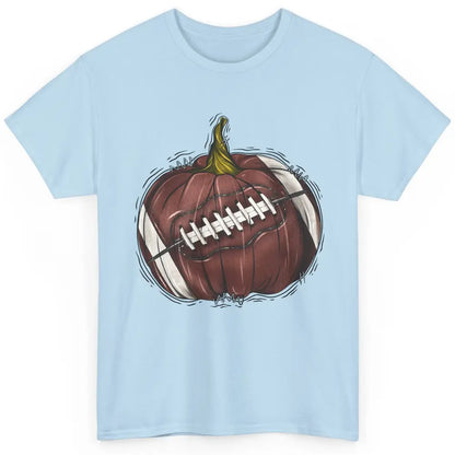 Football Pumpkin Tis The Season Fall Leaves Autumn Halloween Classic Unisex T-Shirt