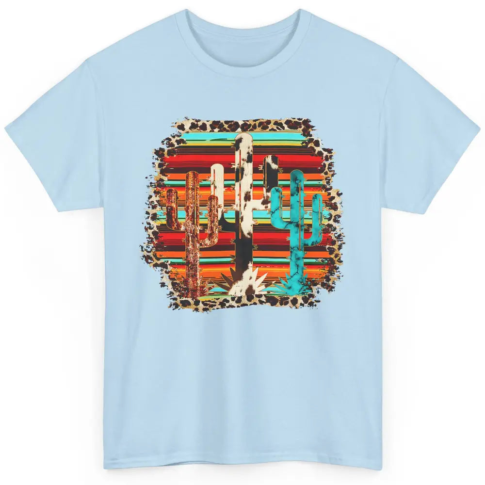 Western Country Cactus Cowhide Serape Turquoise Leopard Classic Unisex T-Shirt