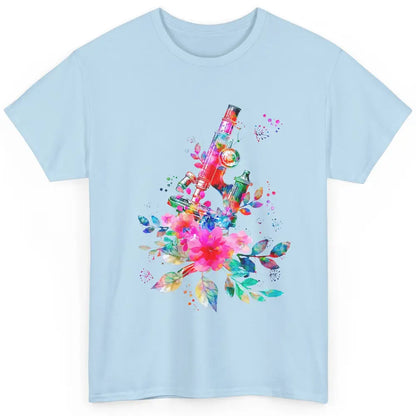 Floral Microscope Medical Laboratory Tools Microbiologist Classic Unisex T-Shirt