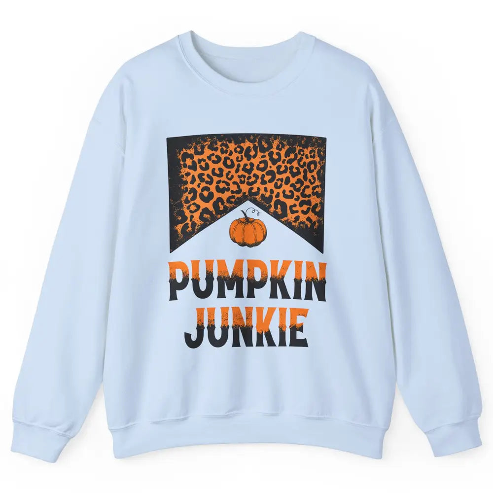 Retro Pumpkin Junkie Leopard Thanksgiving Western Country Unisex Crewneck Sweatshirt