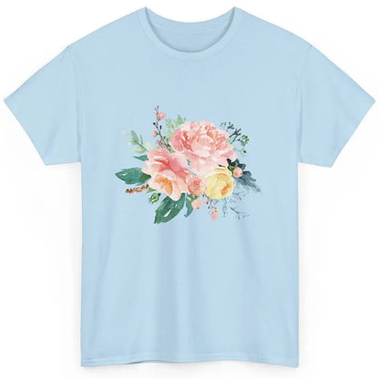 Watercolor Peony Flower Bouquet Botanical Garden Wildflower Classic Unisex T-Shirt