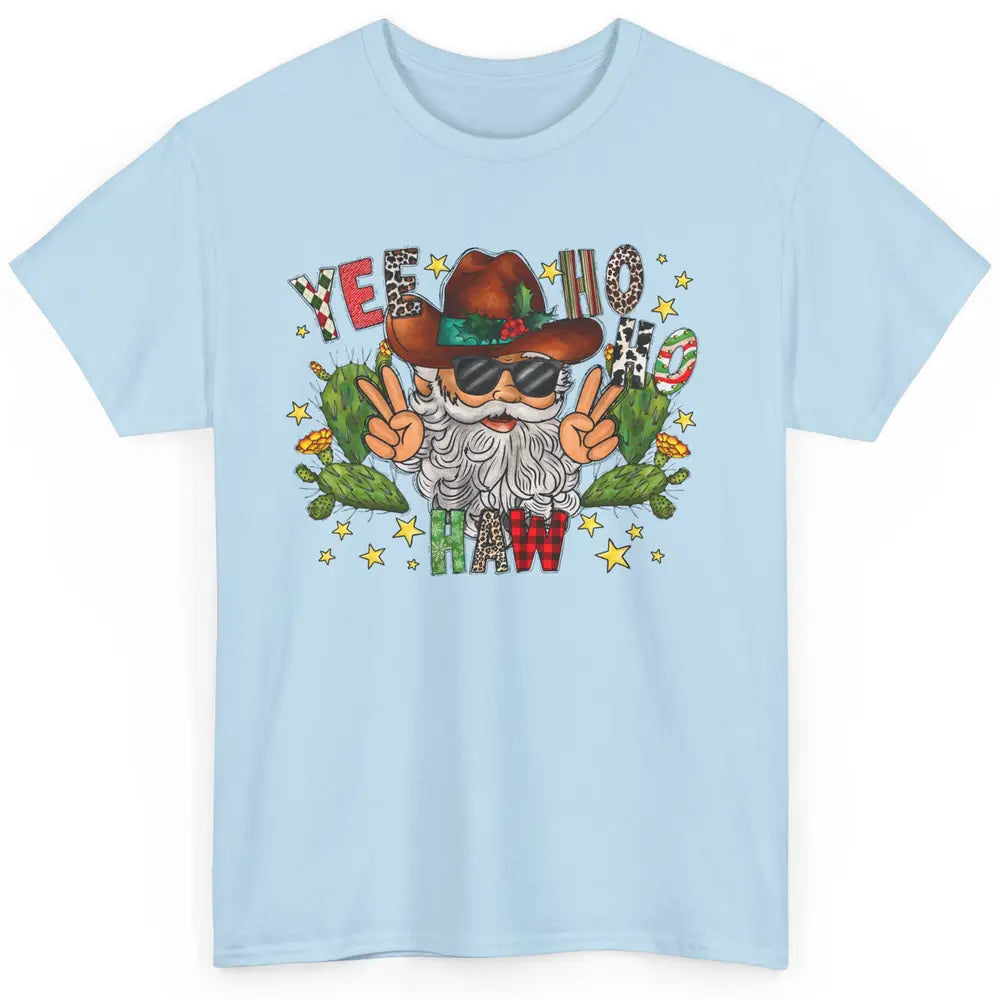 Leopard Santa Cowboy Yee Ho Haw Christmas Western Country Classic Unisex T-Shirt