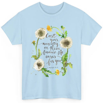 Floral Christian Faith Cast Your Anxiety On Him Bible Verse Classic Unisex T-Shirt