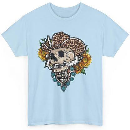 Sunflower Leopard Cowboy Skull Gemstone Western Country Gift Classic Unisex T-Shirt