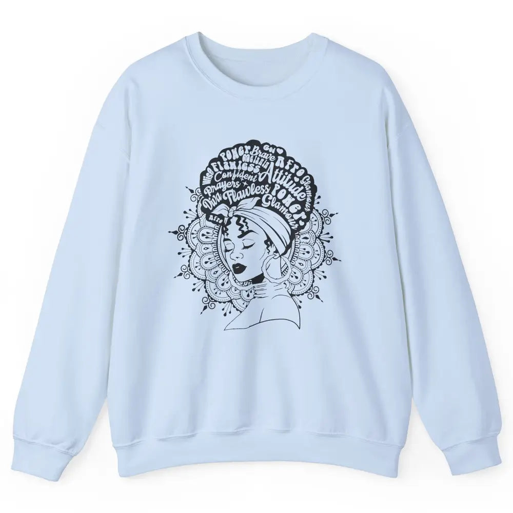 Afro Melanin Woman Turban Hair Quotes African American Woman Unisex Crewneck Sweatshirt