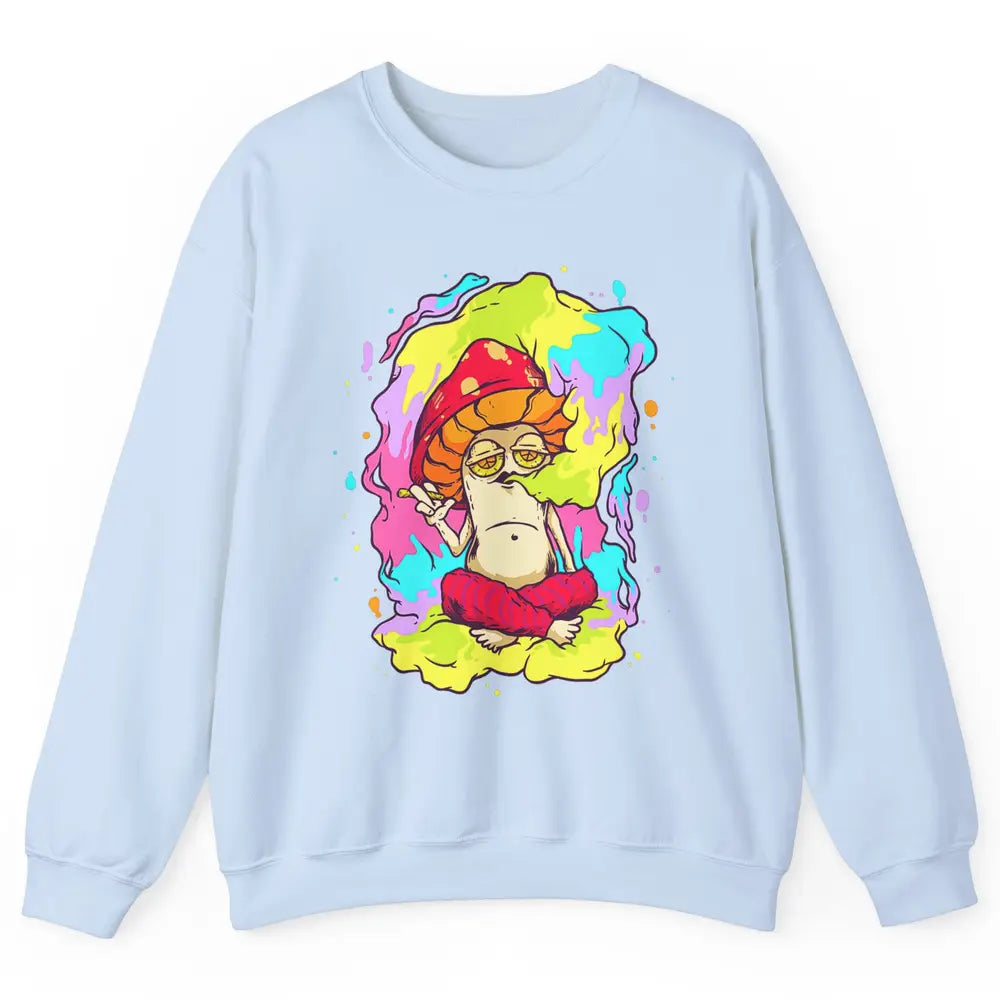 Stay Trippy Little Hippie Mushroom Cigarette Plant Retro 70s Unisex Crewneck Sweatshirt