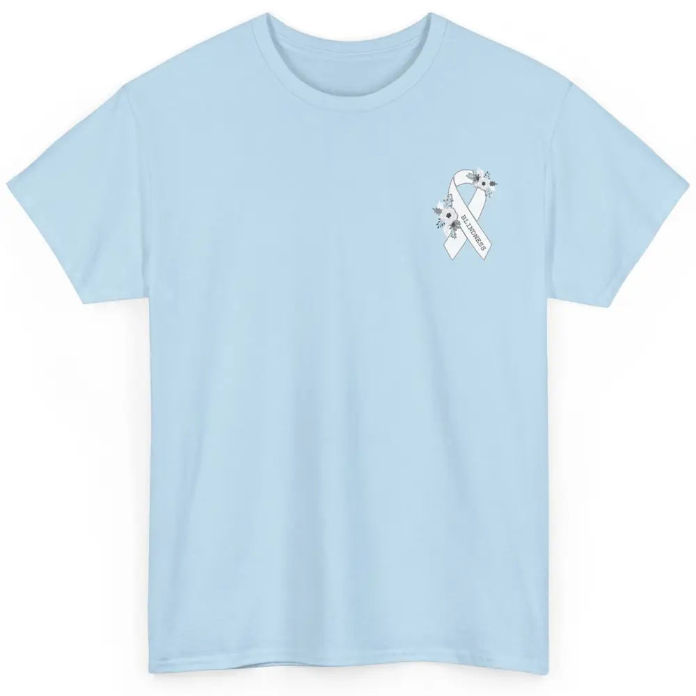 Blindness Awareness Floral White Gray Ribbon Blind Support Classic Unisex T-Shirt