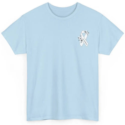 Blindness Awareness Floral White Gray Ribbon Blind Support Classic Unisex T-Shirt