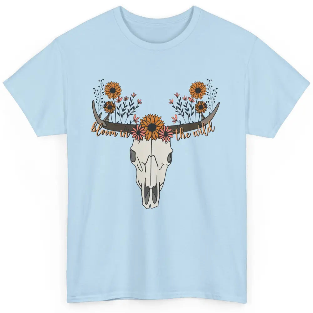 Cow Skull Bloom In The Wild Western Bull Skull Wildfloral Classic Unisex T-Shirt