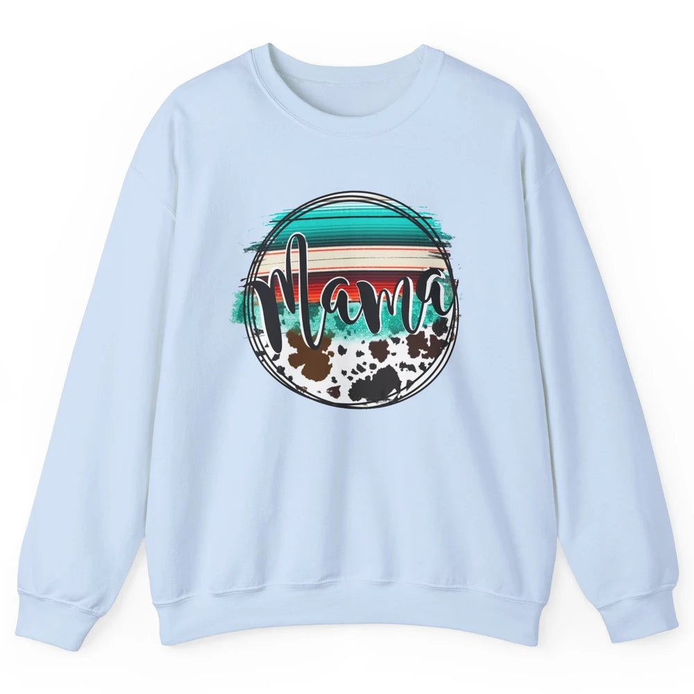 Western Country Boho Mama Cowhide Turquoise Western Mama Unisex Crewneck Sweatshirt