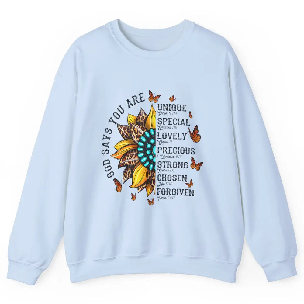 Sunflower Jesus Faith Christian God Bible Verse Religious Unisex Crewneck Sweatshirt