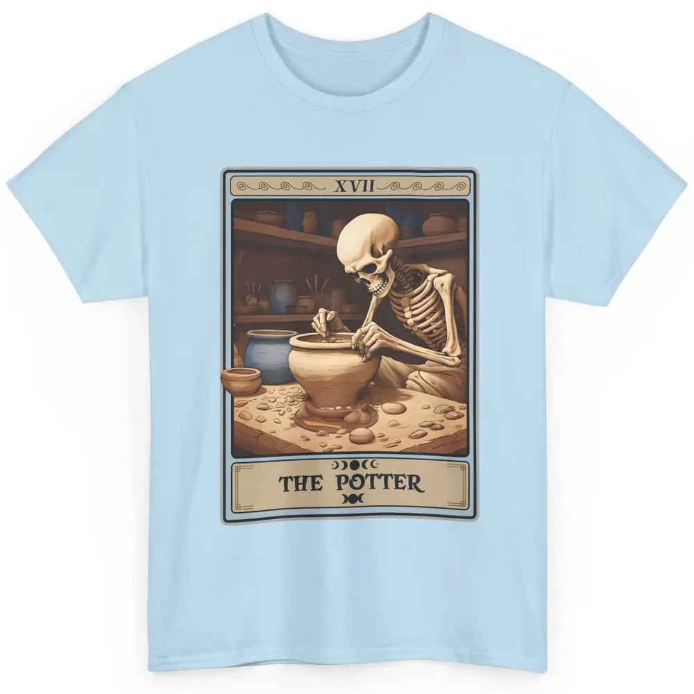 Retro Skeleton The Potter Tarot Card Halloween Pottery Lover Classic Unisex T-Shirt