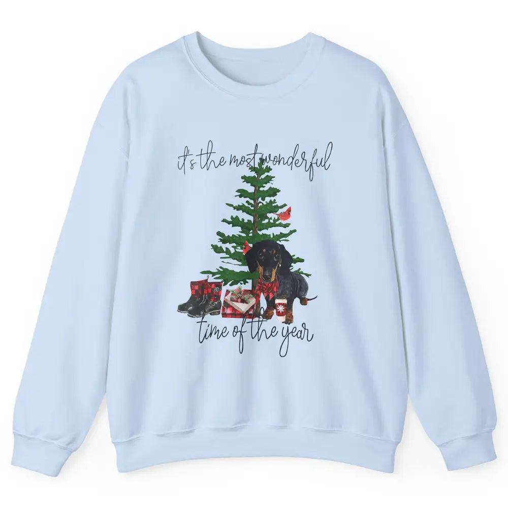 Dachshund Christmas Tree The Most Wonderful Time Of The Year Unisex Crewneck Sweatshirt