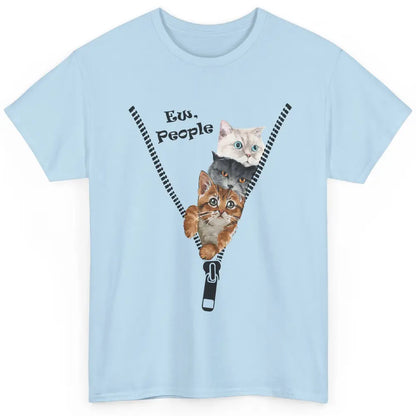 Funny Cat Ew People Zipper Three Cats Anti Social Introvert Classic Unisex T-Shirt