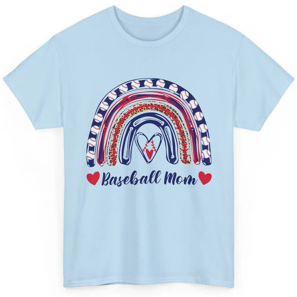 Baseball Mom Leopard Rainbow Proud Baseball Softball Players Classic Unisex T-Shirt