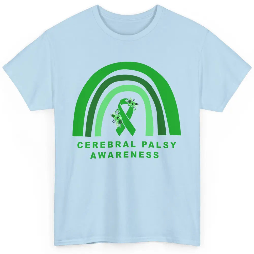 Cerebral Palsy Awareness Floral Green Rainbow Brain Disease Classic Unisex T-Shirt